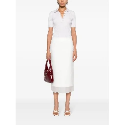 Aceti Double Layer Midi Skirt In White