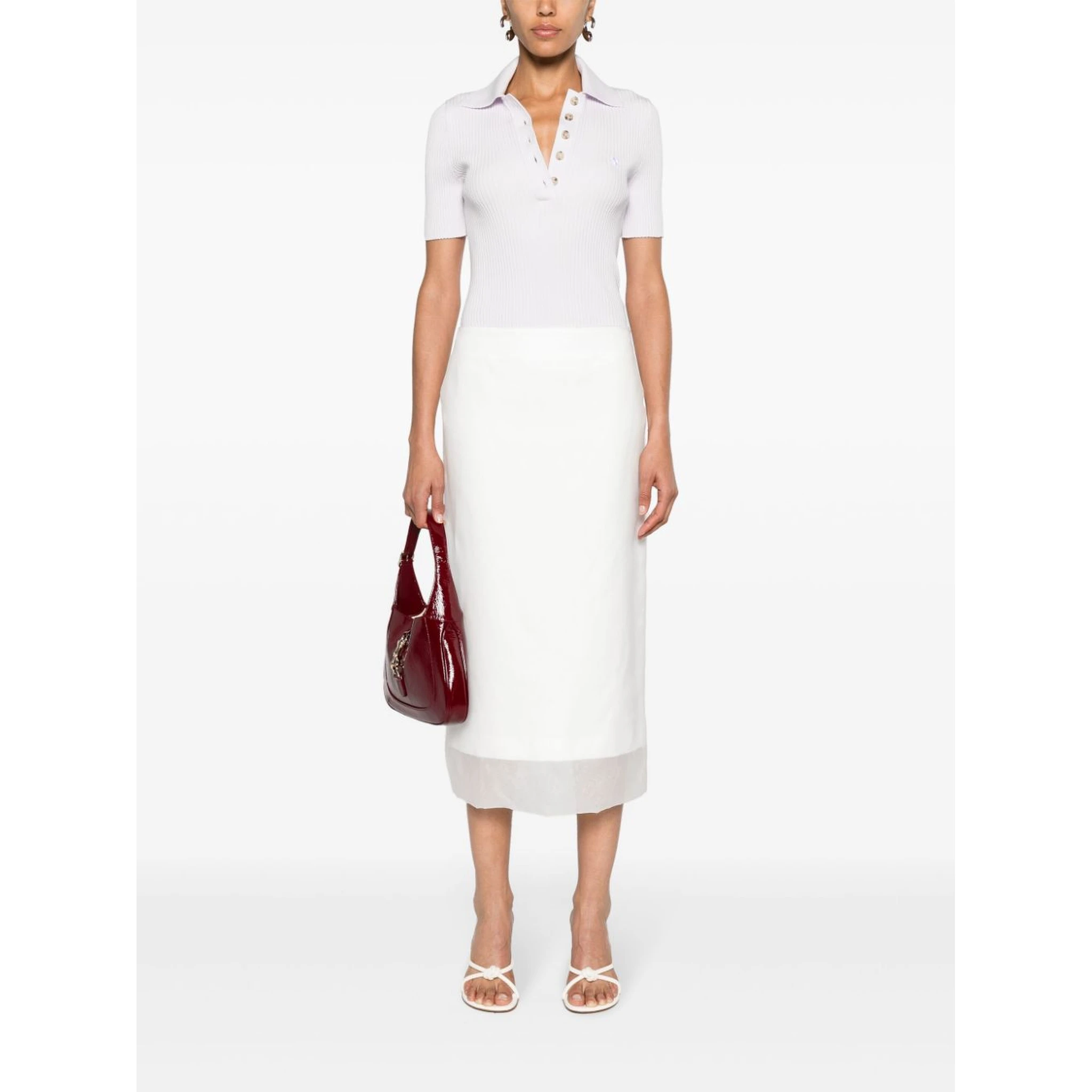 Aceti Double Layer Midi Skirt In White