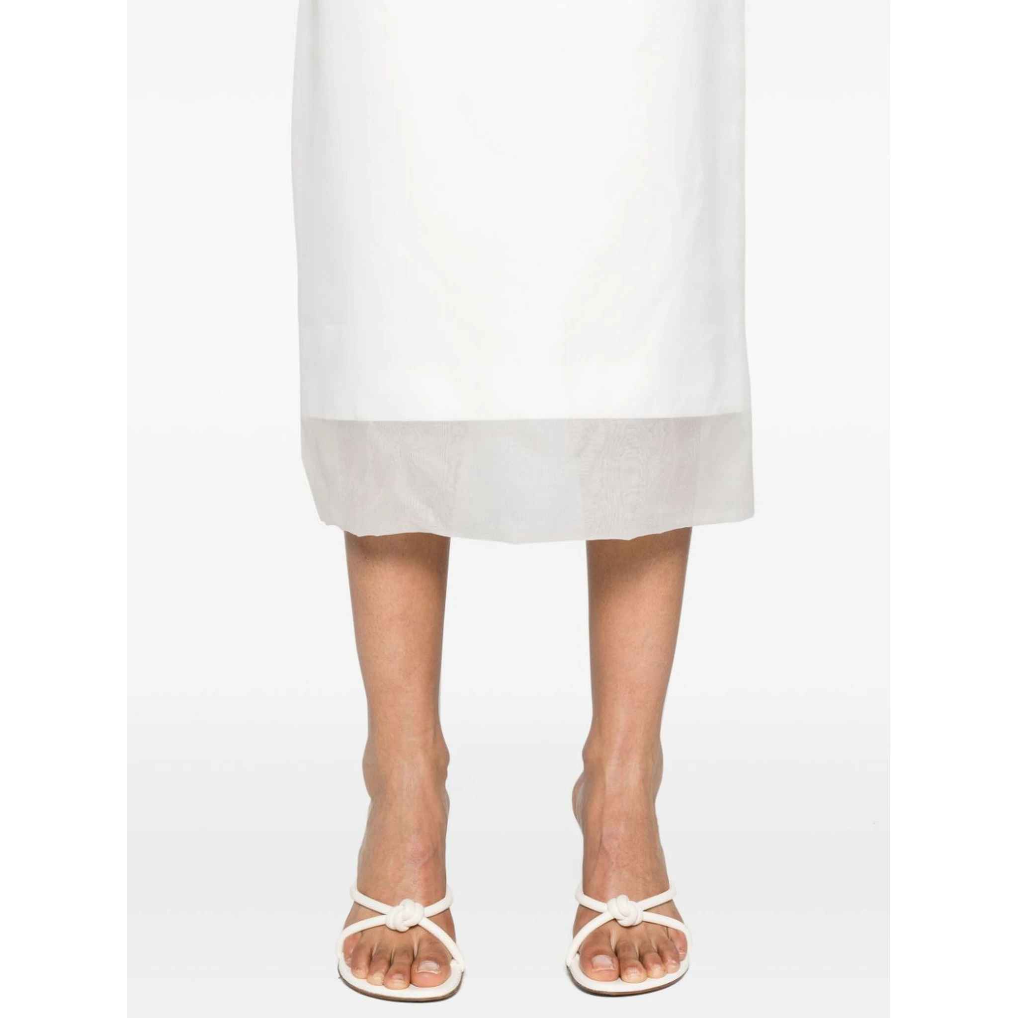 Aceti Double Layer Midi Skirt In White