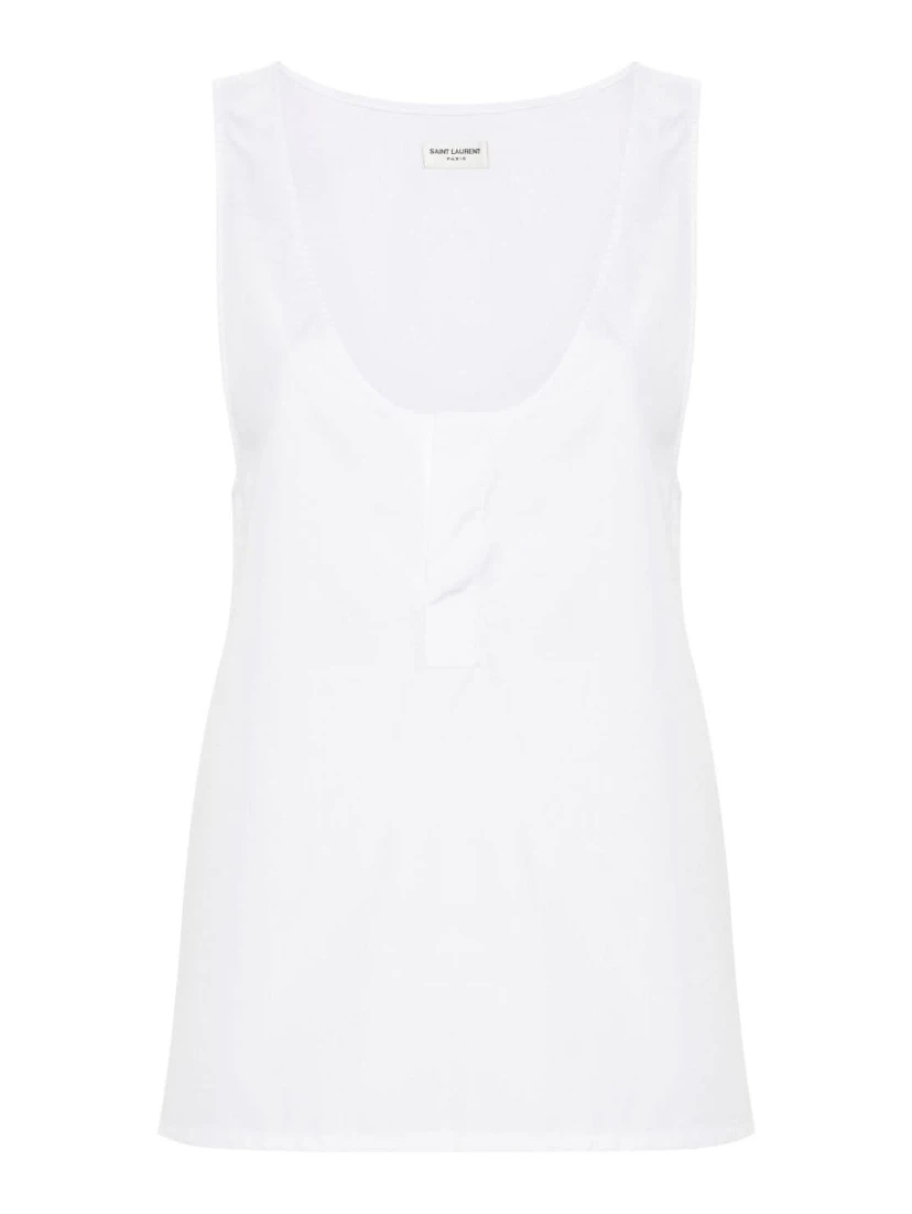 Semi-Sheer Henley Tank Top