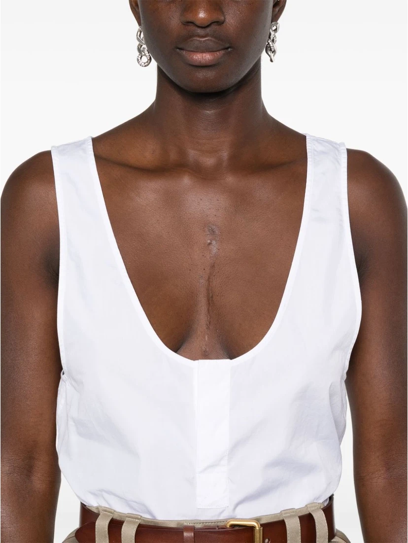 Semi-Sheer Henley Tank Top