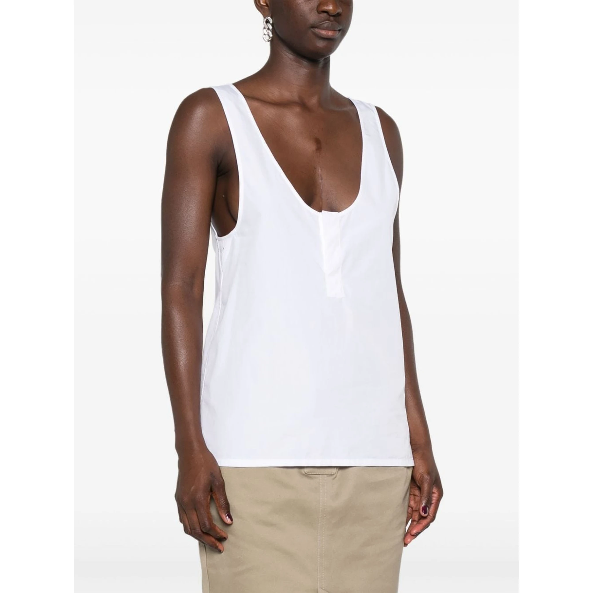 Semi-Sheer Henley Tank Top