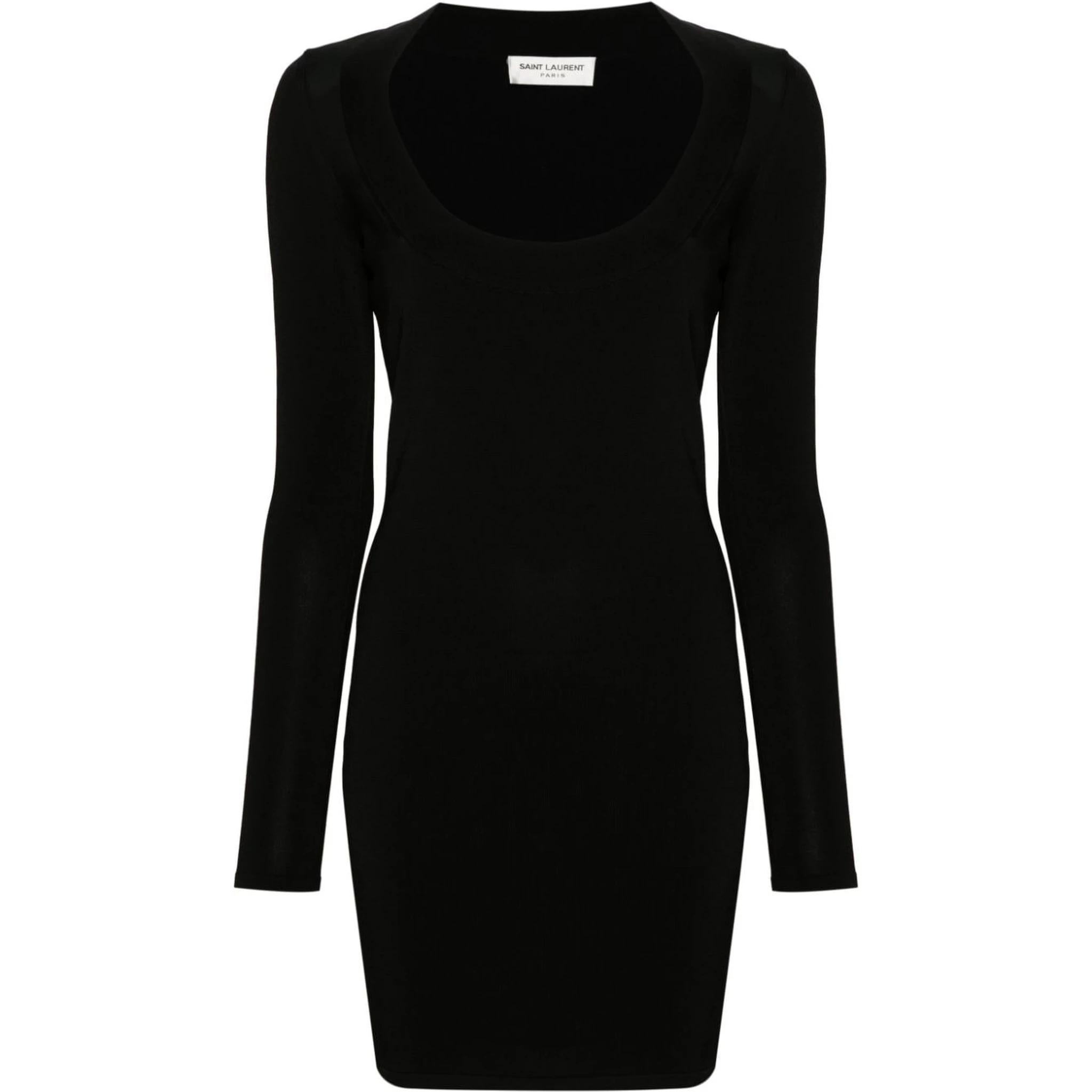 Plunging Round Neck Long-sleeved Dress