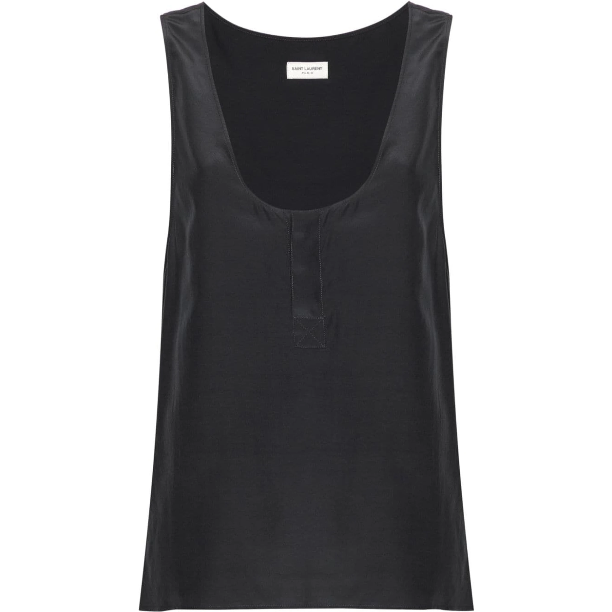 Henley-neck silk tank top