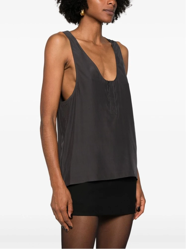 Henley-neck silk tank top alternative