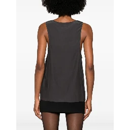 Henley-neck silk tank top