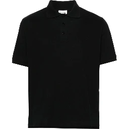 Shirt With Polo Collar And Short Sleeves In Black