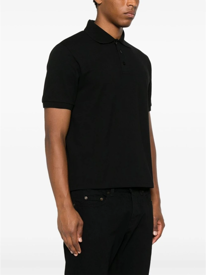 Shirt With Polo Collar And Short Sleeves In Black