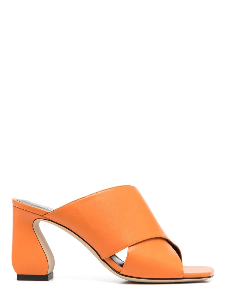 Leather Mules In Orange