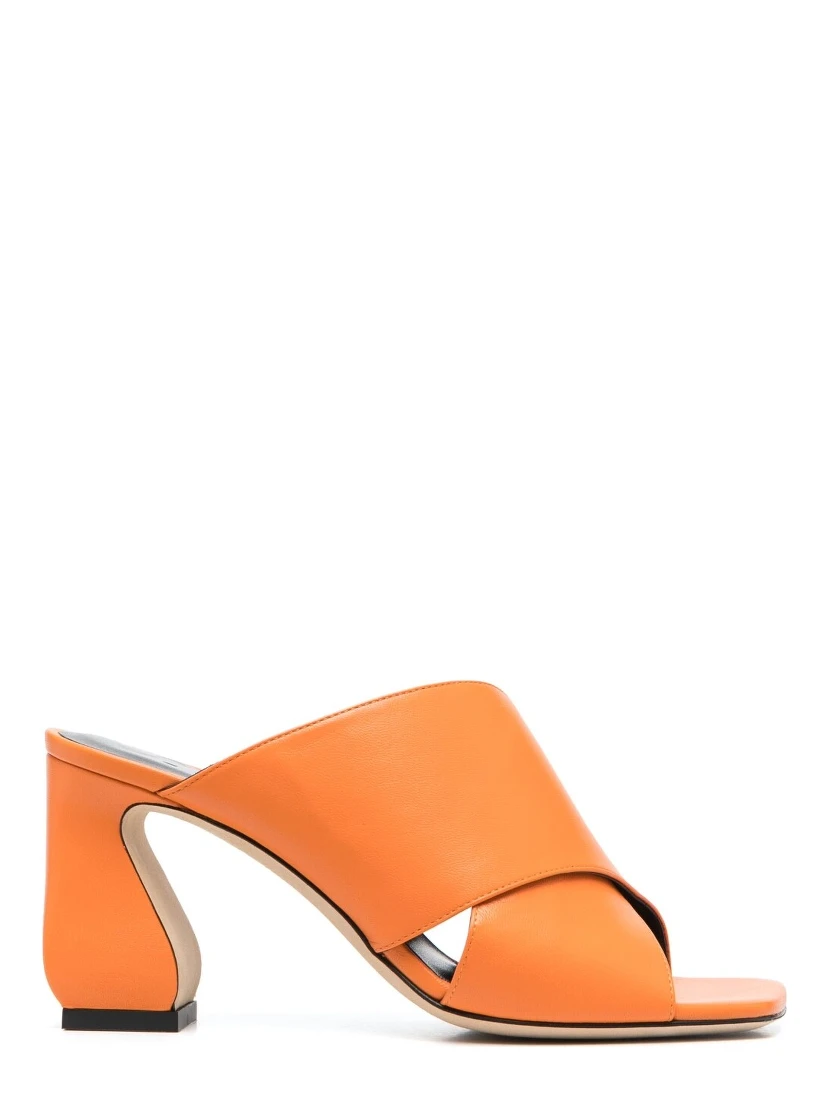 Leather Mules In Orange