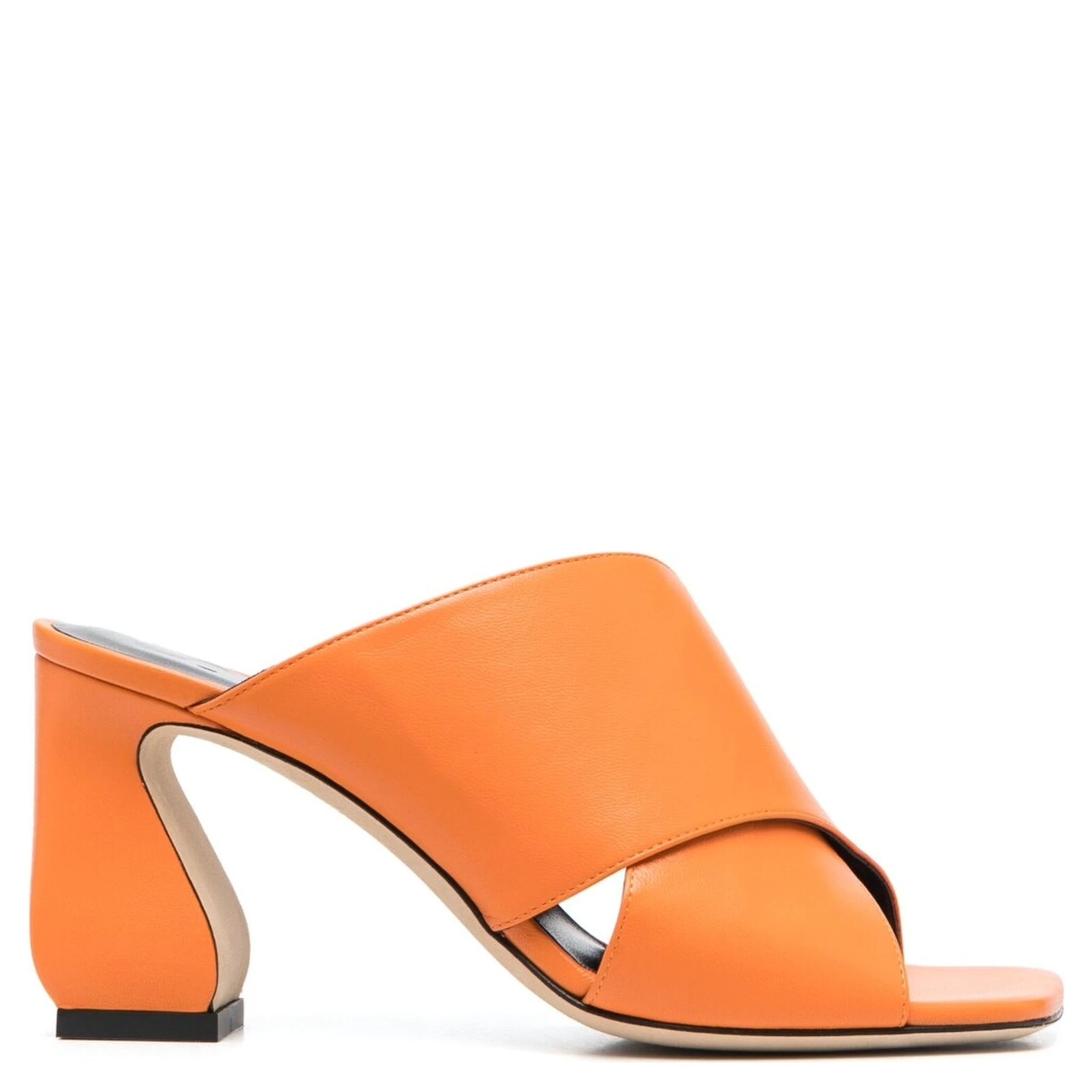 Leather Mules In Orange