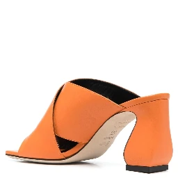 Leather Mules In Orange