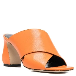 Leather Mules In Orange