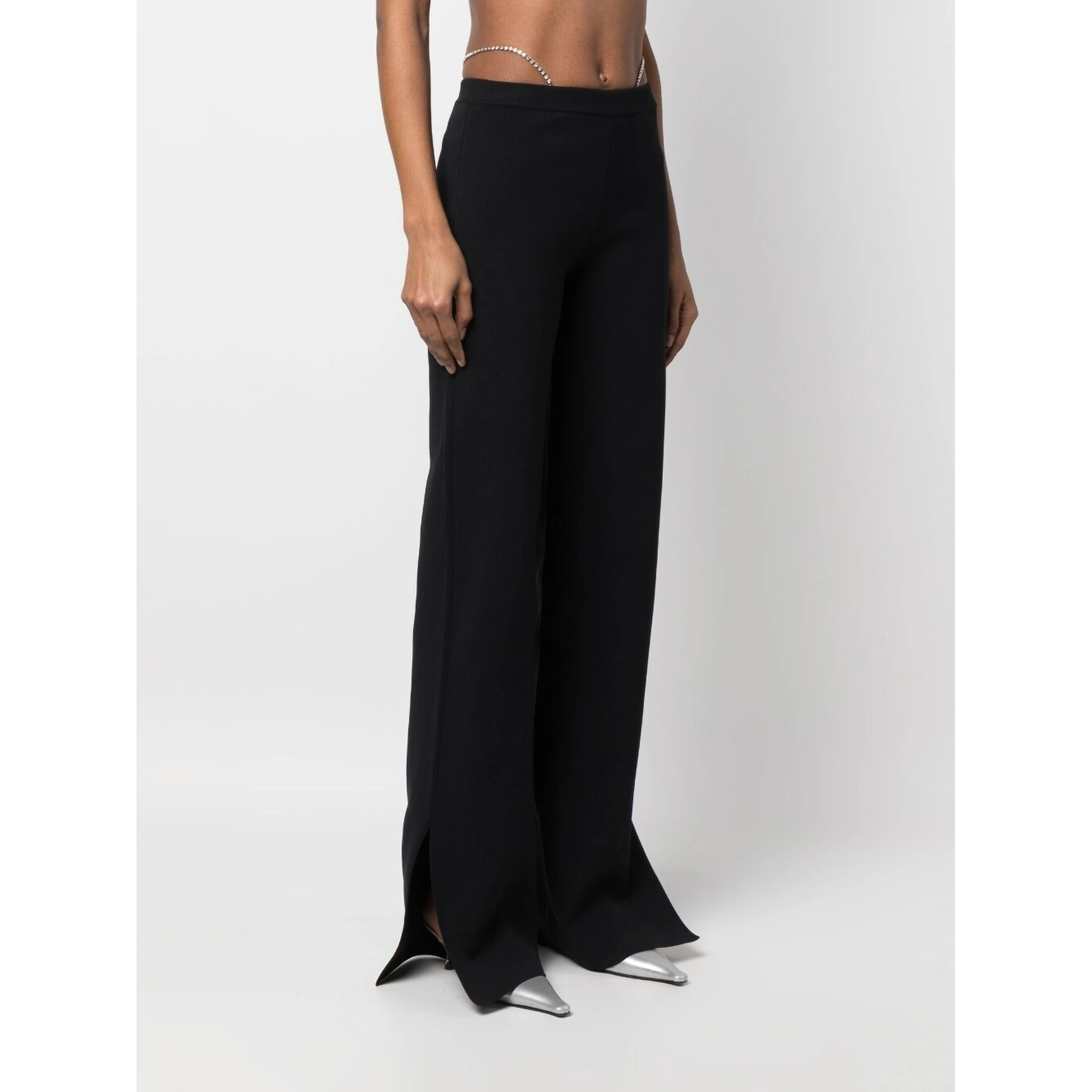 crystal-thong flared trousers