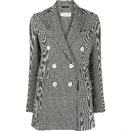 check-print double-breasted blazer
