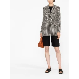 check-print double-breasted blazer