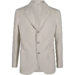 Light Grey Single-breasted Wool Blazer