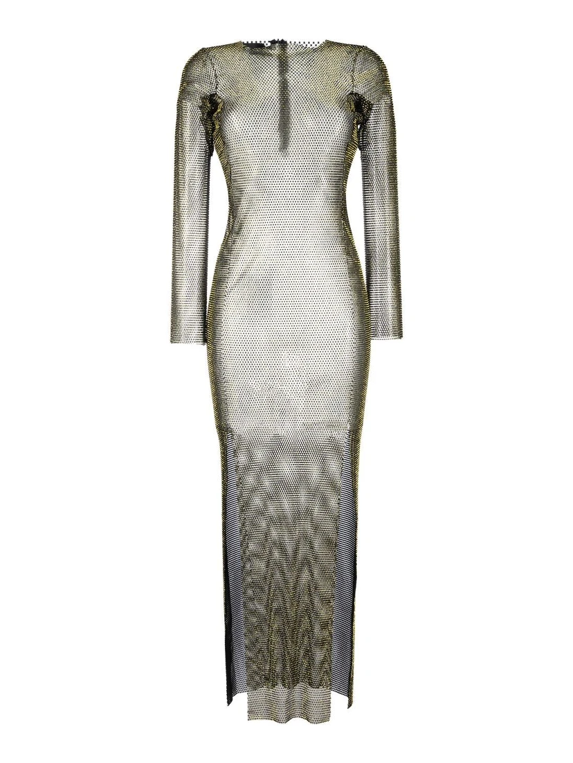 Embellished Maxi Dress In Brown