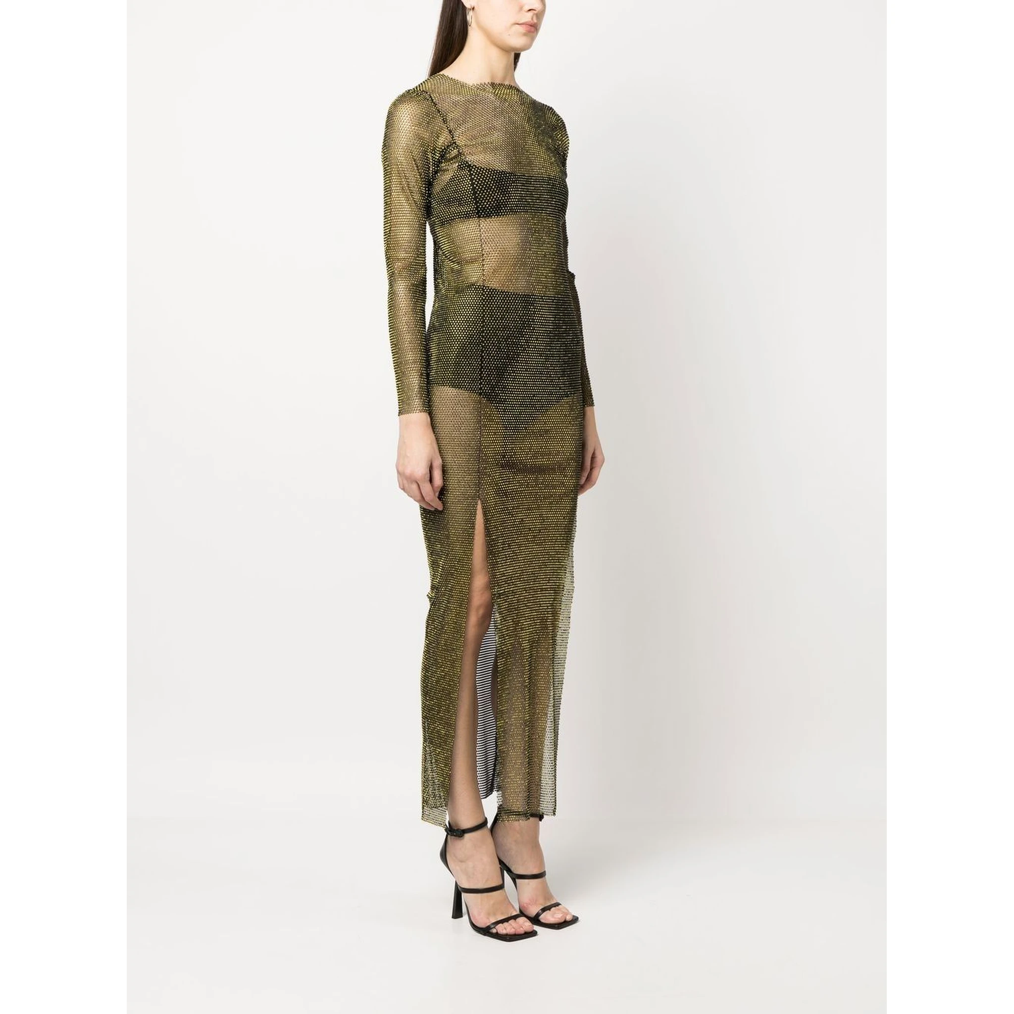 Embellished Maxi Dress In Brown