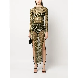 Embellished Maxi Dress In Brown