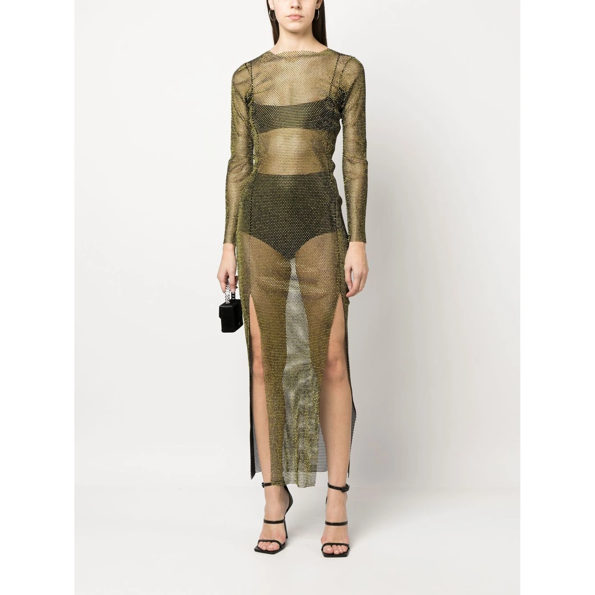 Embellished Maxi Dress In Brown