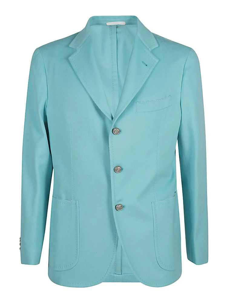 Single-breasted Wool Jacket In Blue