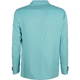 Single-breasted Wool Jacket In Blue