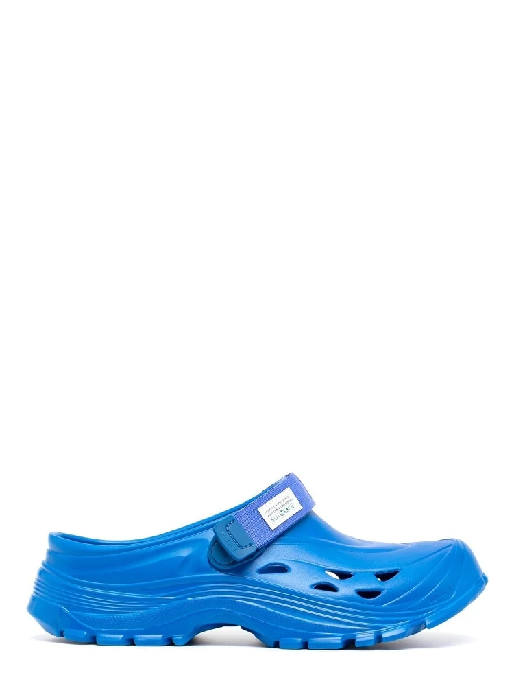 Toe Almond Cut-out Low Heel Rubber In Blue