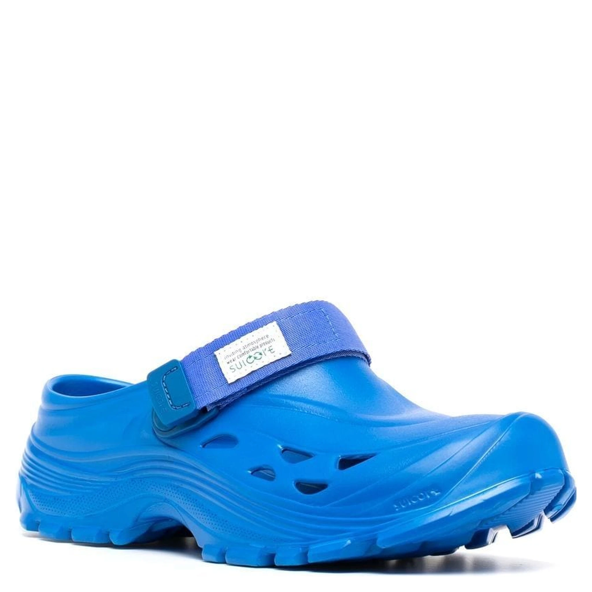 Toe Almond Cut-out Low Heel Rubber In Blue