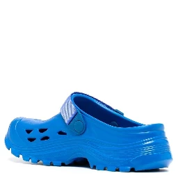 Toe Almond Cut-out Low Heel Rubber In Blue