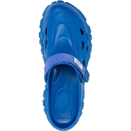 Toe Almond Cut-out Low Heel Rubber In Blue