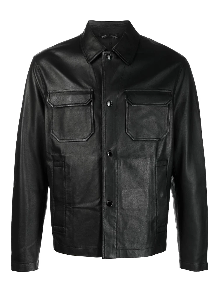 EMPORIO ARMANI Leather Jacket In Black