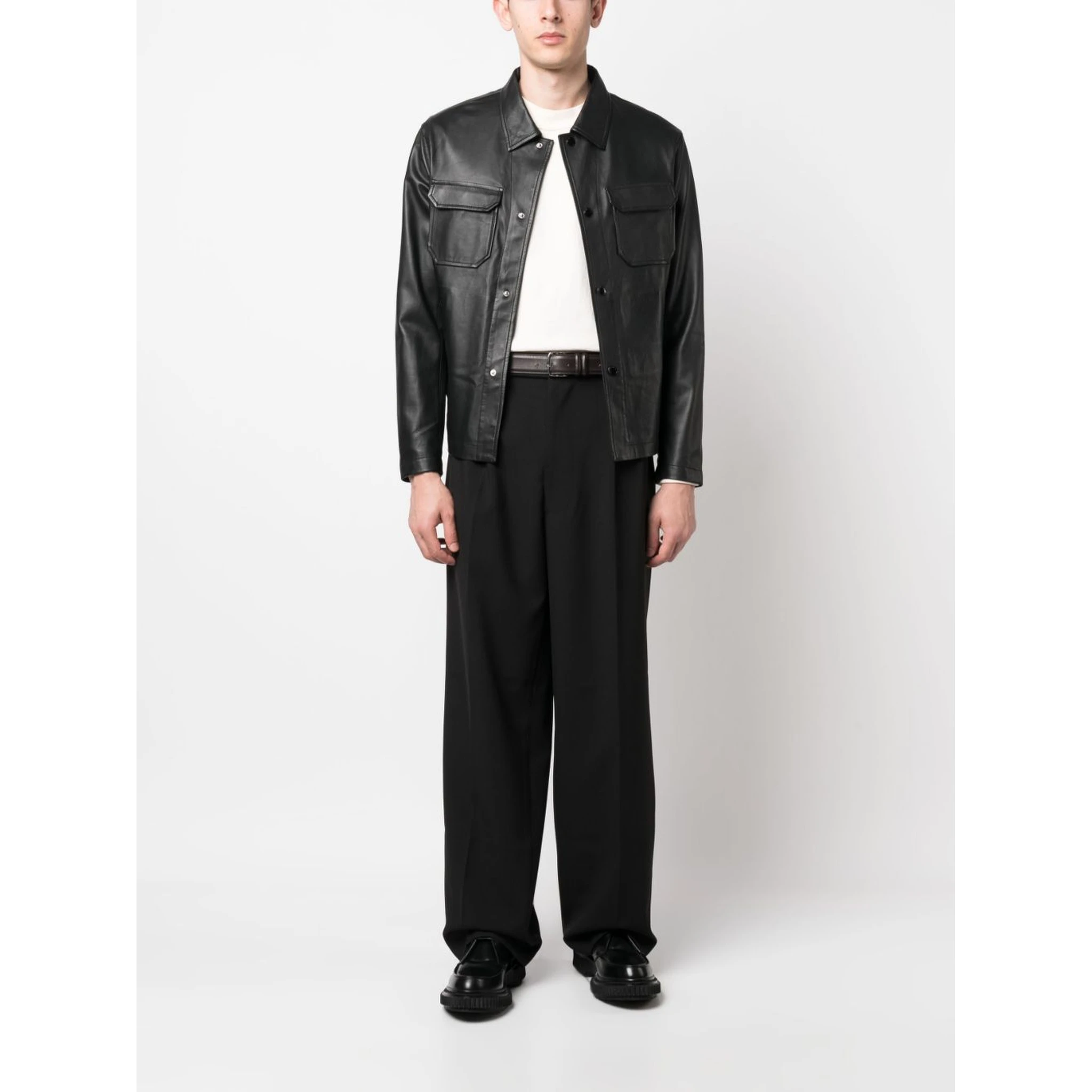 EMPORIO ARMANI Leather Jacket In Black