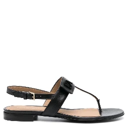 logo-plaque leather sandals