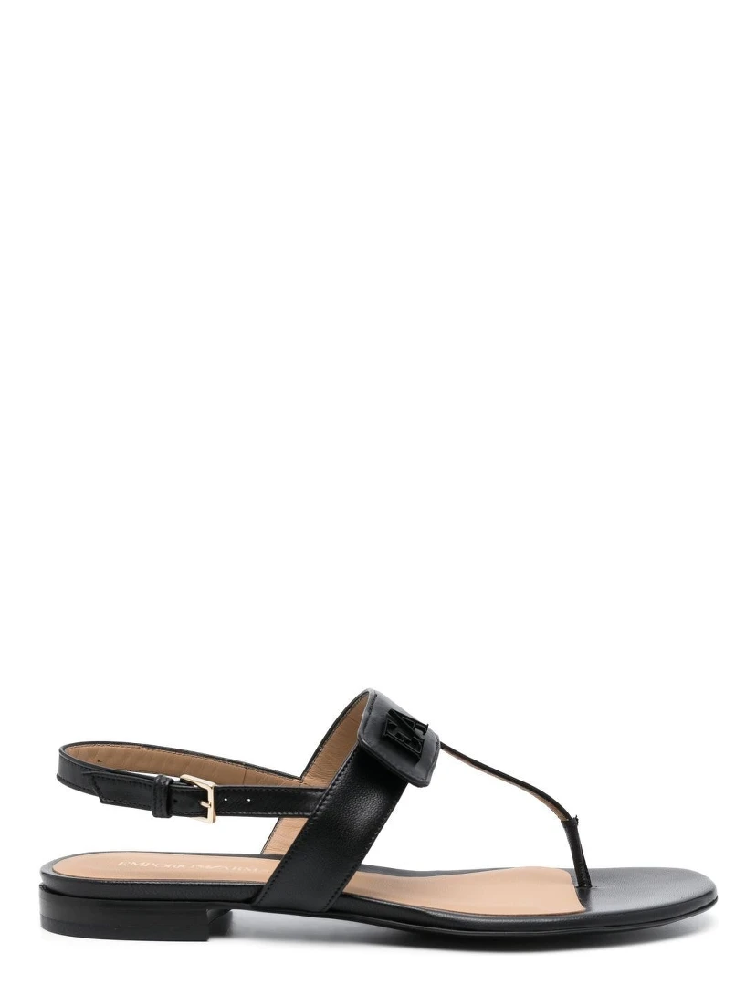 logo-plaque leather sandals