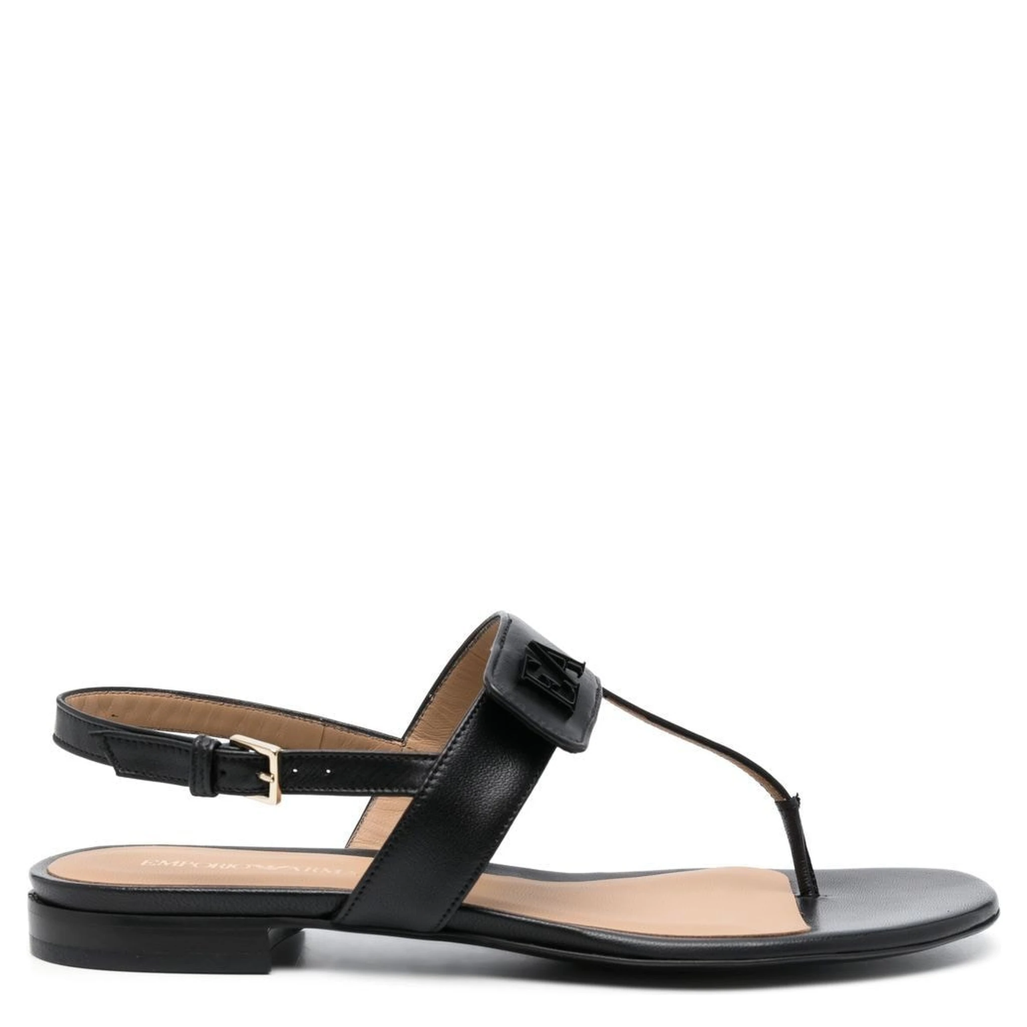 logo-plaque leather sandals