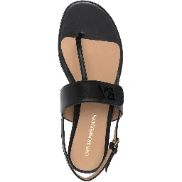 logo-plaque leather sandals