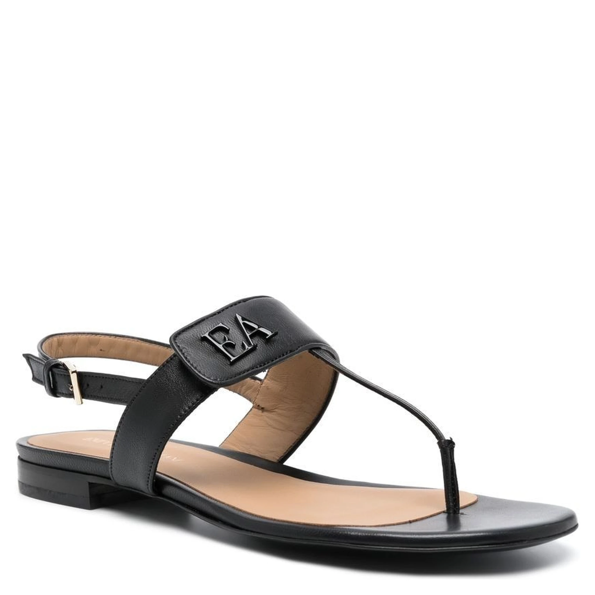 logo-plaque leather sandals