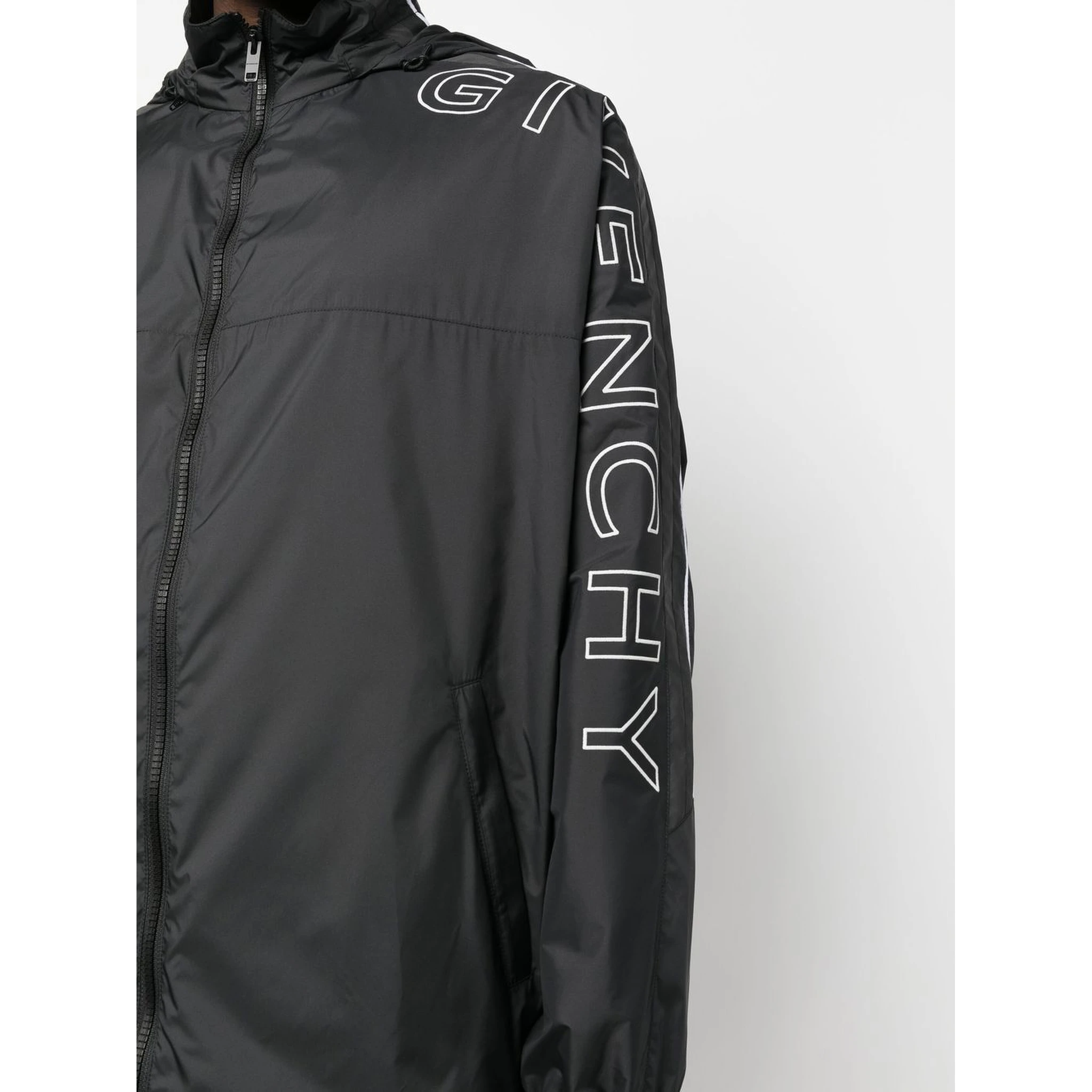 Nylon Sports Jacket With Logo In Black