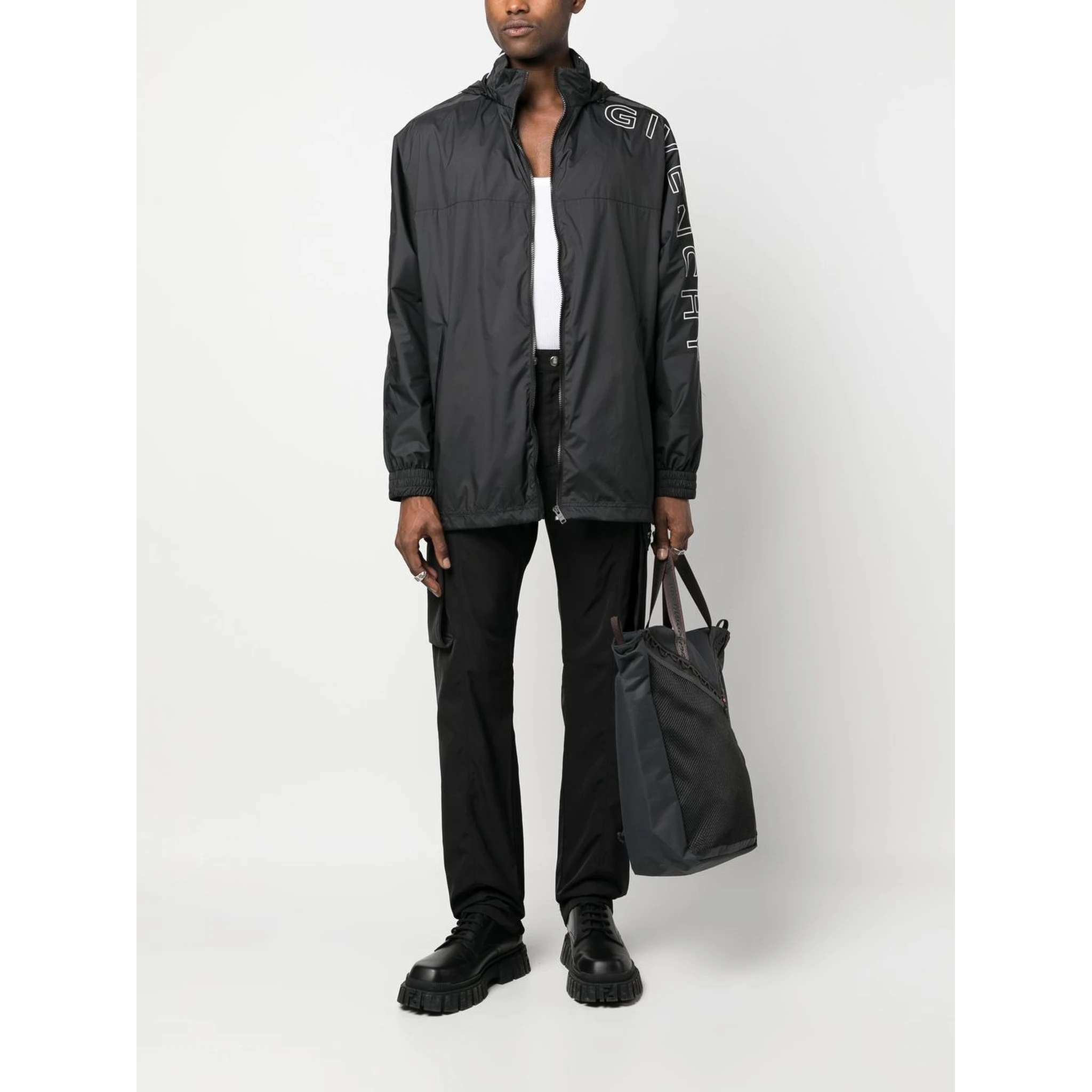 Nylon Sports Jacket With Logo In Black