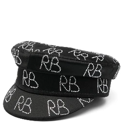 Crystal-embellished Baker Boy Hat In Black