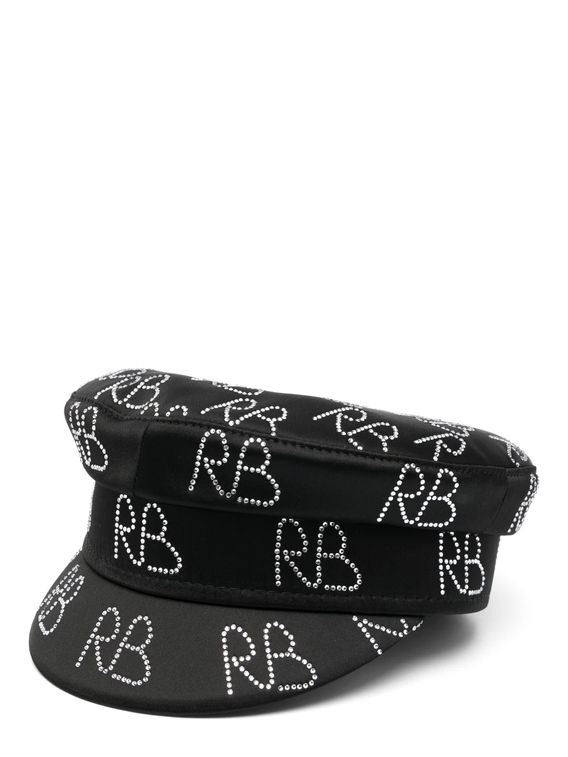 Crystal-embellished Baker Boy Hat In Black