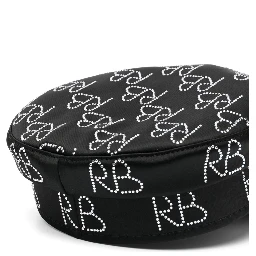 Crystal-embellished Baker Boy Hat In Black