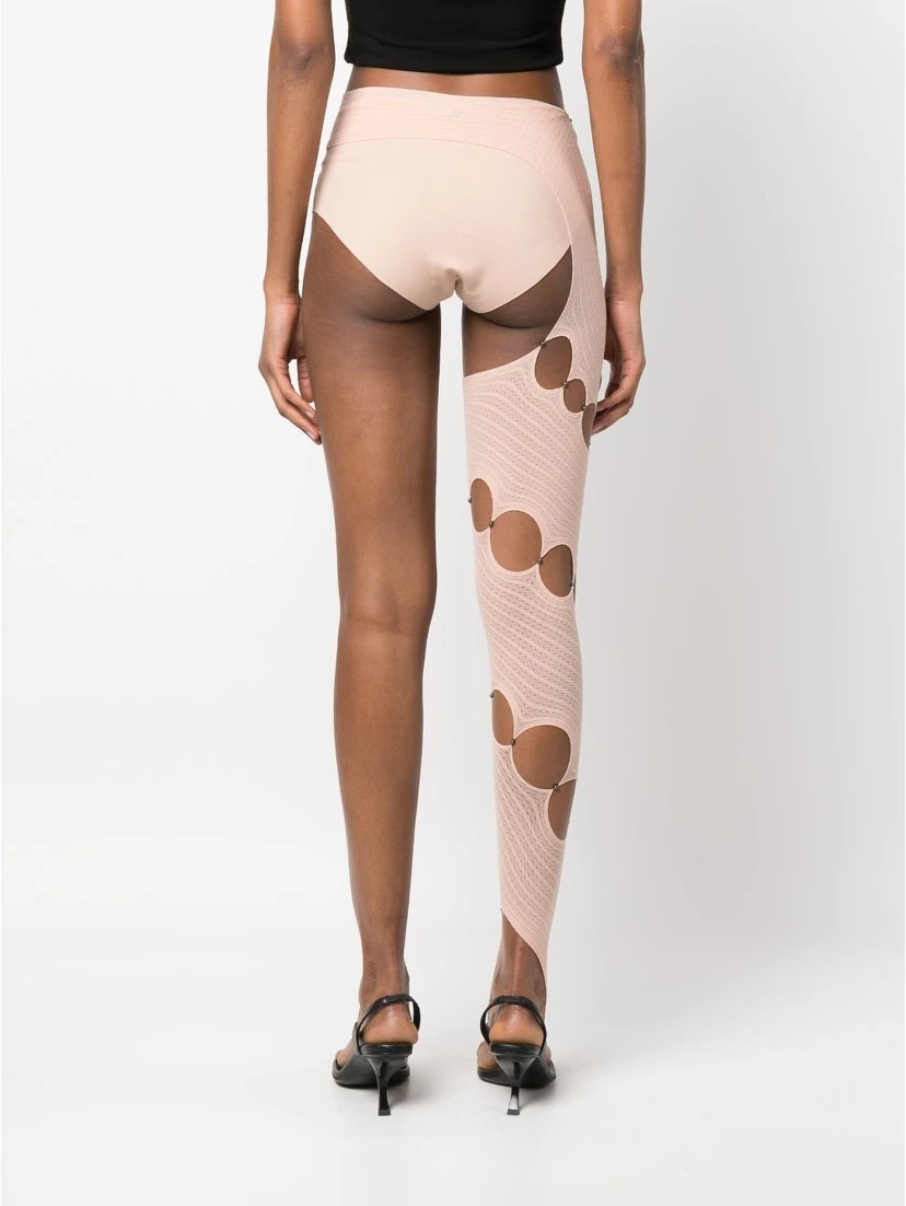 Cut-out Detail Single Leggings In Neutral