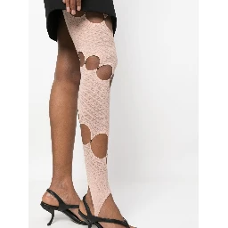 Cut-out Detail Single Leggings In Neutral