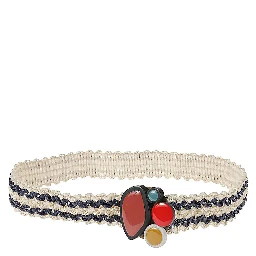 Striped Raffia Belt In Neutral