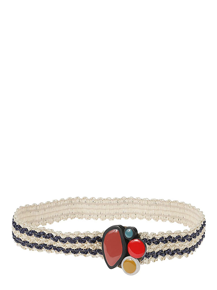 Striped Raffia Belt In Neutral
