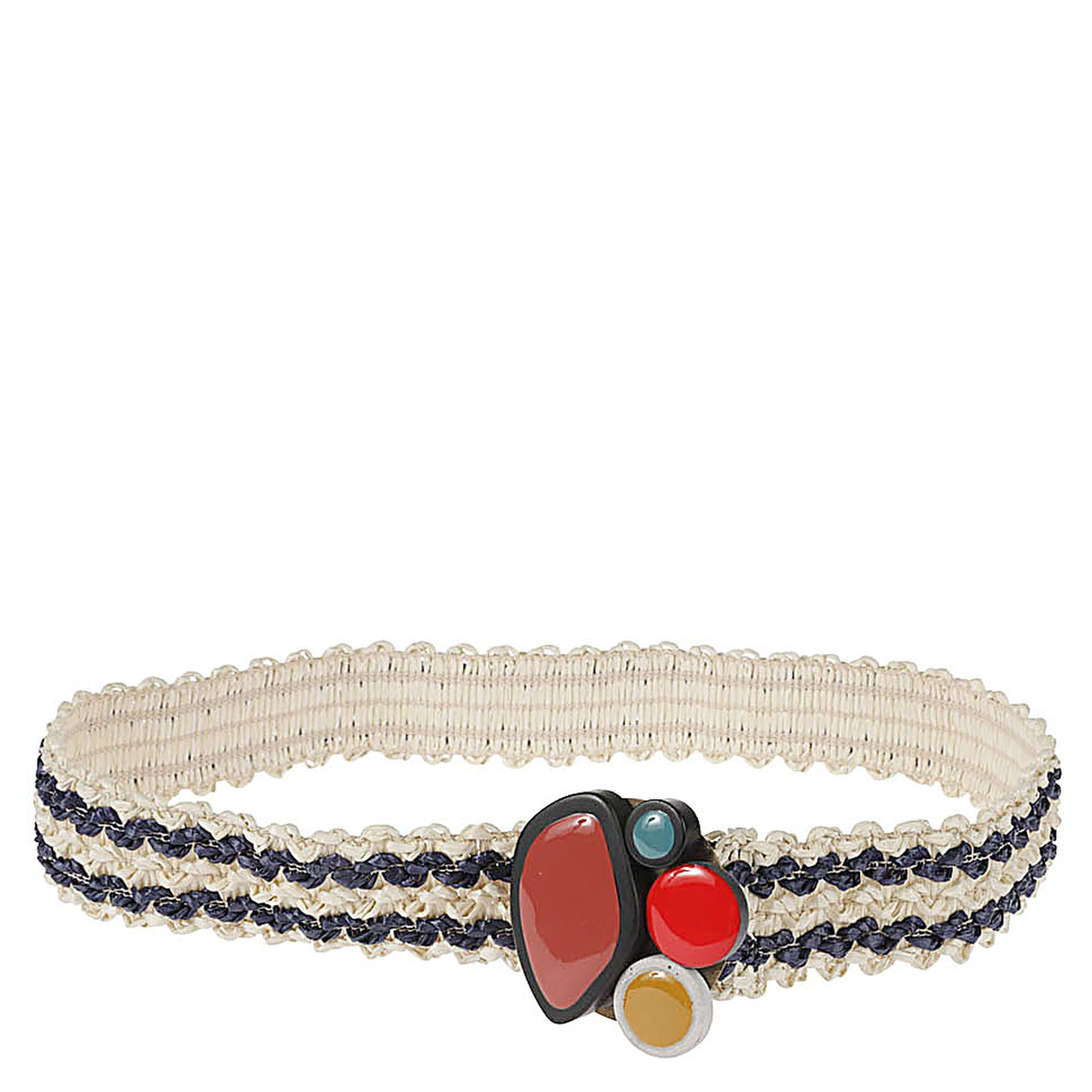 Striped Raffia Belt In Neutral