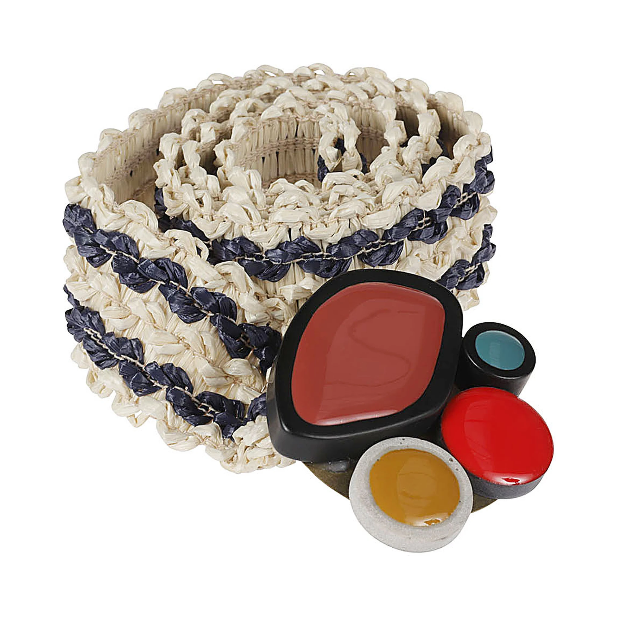 Striped Raffia Belt In Neutral