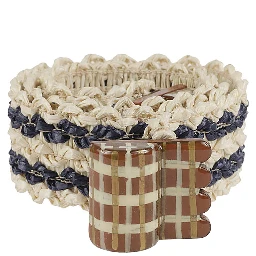 Striped Raffia Belt In Beige